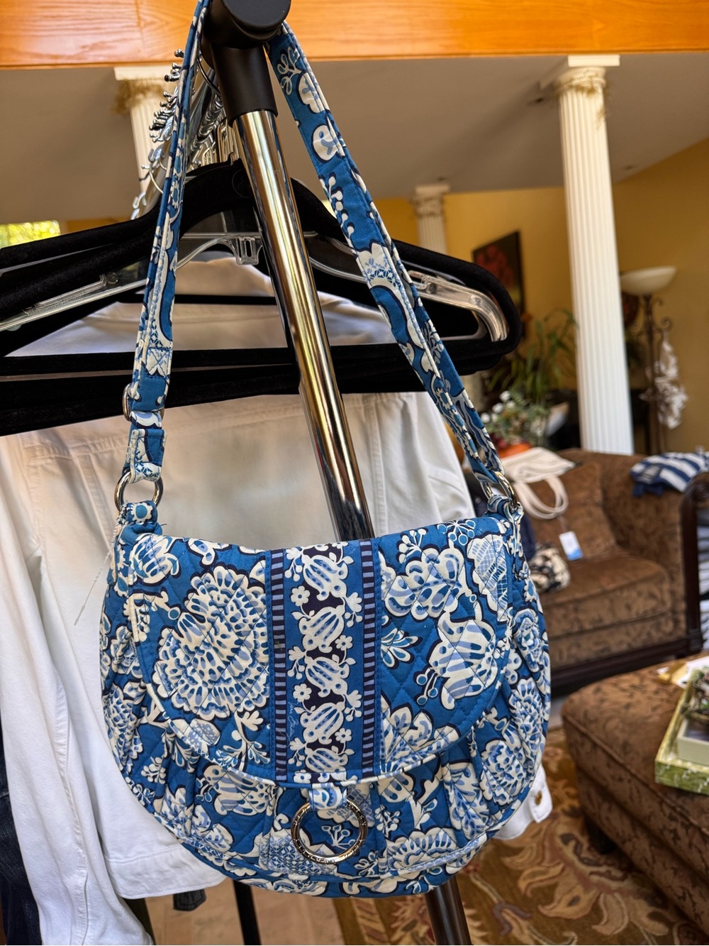 Vera Bradley Blue and White Quilted Floral Crossbody